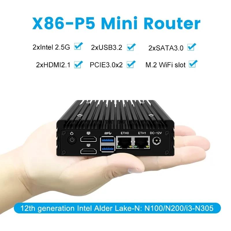 Topton X86 P5  ̴ PC12   i3 N305 N100 DDR5 ȭ PC, Ҹ ̴  Proxmox , 2x i226-V 2.5G LAN